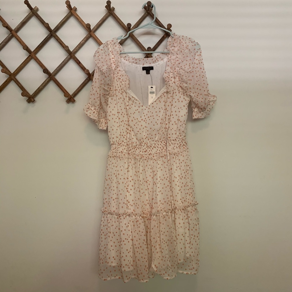 Beige and Pink Polka Dot Dress